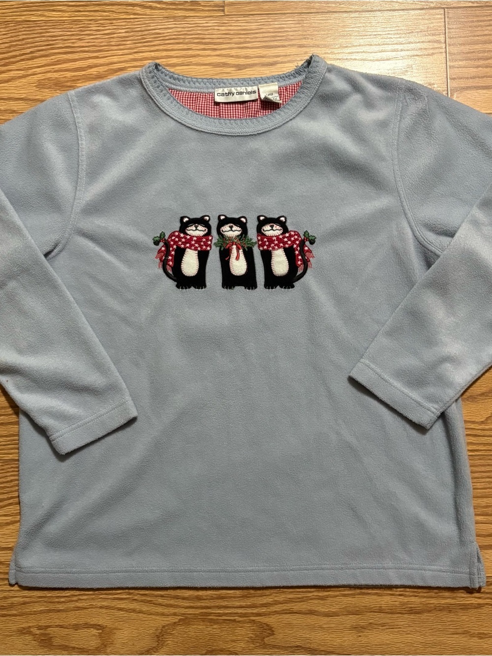 Vintage Cathy Daniels Fleece Christmas Cats Sweatshirt Large Grannycore